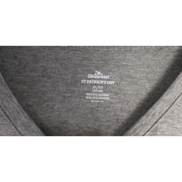 Celebrate Together St Patrick's Day T-shirt Women's Clover Gingham Gray XL - Picture 3 of 9